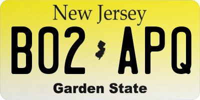 NJ license plate B02APQ