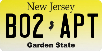 NJ license plate B02APT
