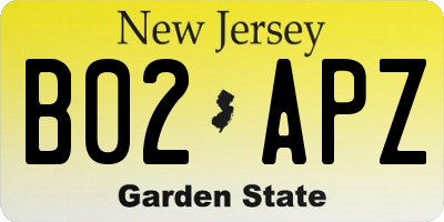 NJ license plate B02APZ