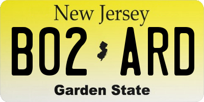 NJ license plate B02ARD