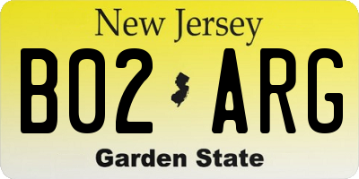 NJ license plate B02ARG