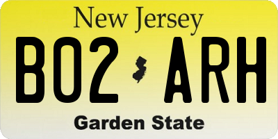 NJ license plate B02ARH