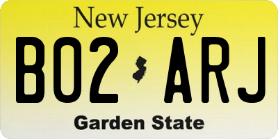 NJ license plate B02ARJ