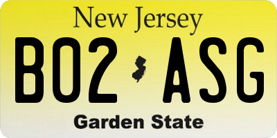 NJ license plate B02ASG