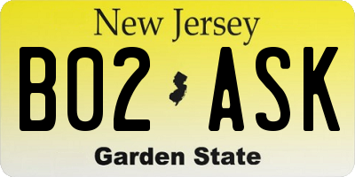 NJ license plate B02ASK