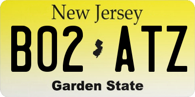 NJ license plate B02ATZ