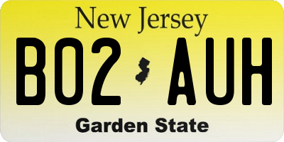 NJ license plate B02AUH