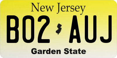 NJ license plate B02AUJ