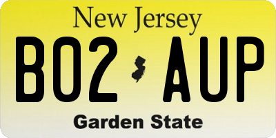 NJ license plate B02AUP
