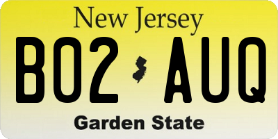 NJ license plate B02AUQ