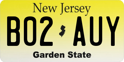 NJ license plate B02AUY
