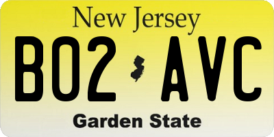 NJ license plate B02AVC