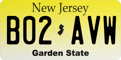 NJ license plate B02AVW