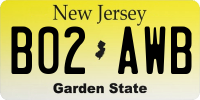 NJ license plate B02AWB
