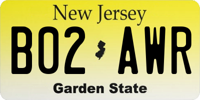 NJ license plate B02AWR