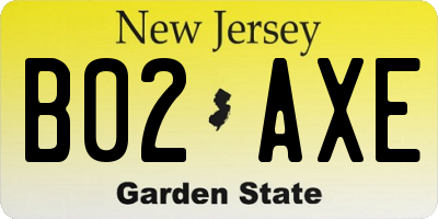 NJ license plate B02AXE