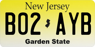NJ license plate B02AYB