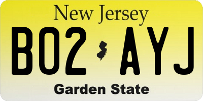 NJ license plate B02AYJ