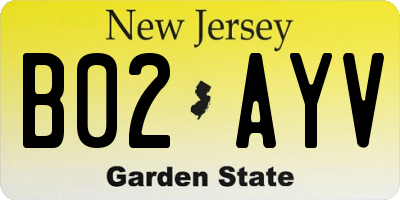 NJ license plate B02AYV