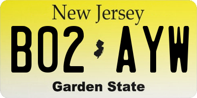 NJ license plate B02AYW