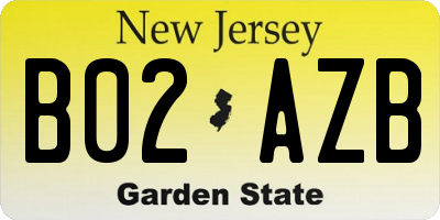 NJ license plate B02AZB