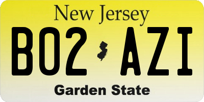 NJ license plate B02AZI