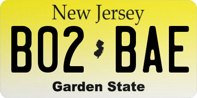 NJ license plate B02BAE