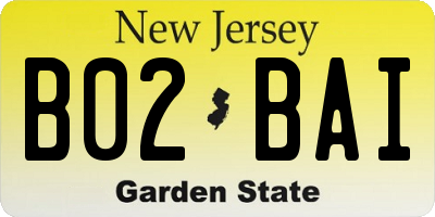 NJ license plate B02BAI