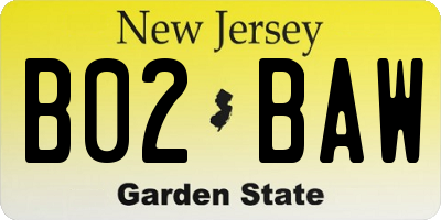 NJ license plate B02BAW