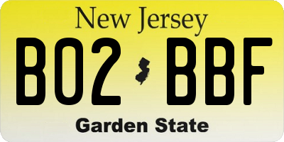 NJ license plate B02BBF