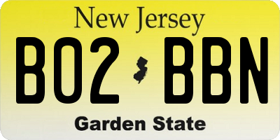 NJ license plate B02BBN