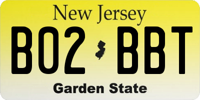 NJ license plate B02BBT