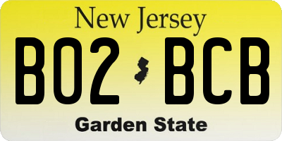NJ license plate B02BCB