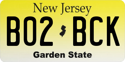 NJ license plate B02BCK