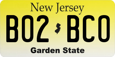 NJ license plate B02BCO