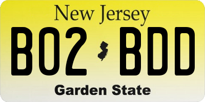 NJ license plate B02BDD