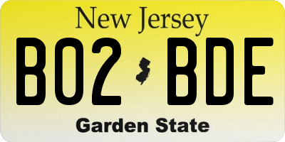 NJ license plate B02BDE
