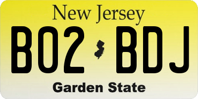 NJ license plate B02BDJ