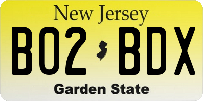 NJ license plate B02BDX