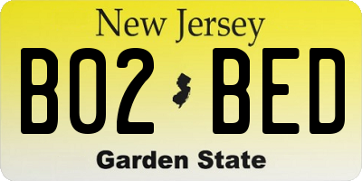 NJ license plate B02BED