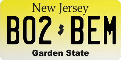 NJ license plate B02BEM