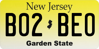 NJ license plate B02BEO