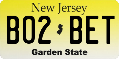 NJ license plate B02BET
