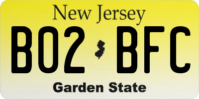 NJ license plate B02BFC