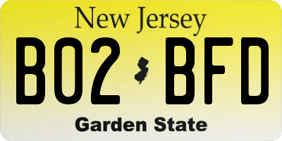 NJ license plate B02BFD