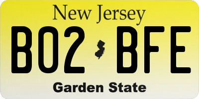 NJ license plate B02BFE