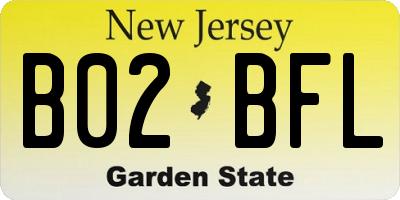 NJ license plate B02BFL