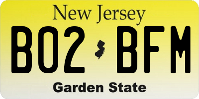 NJ license plate B02BFM