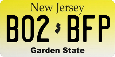 NJ license plate B02BFP