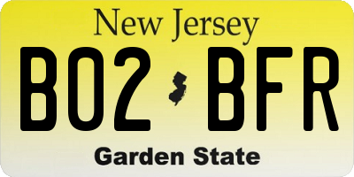 NJ license plate B02BFR